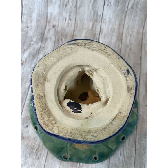 Majolica 3 Monkeys Holding Bowl Dish Centerpiece Large Great Condition - Picture 13 of 16